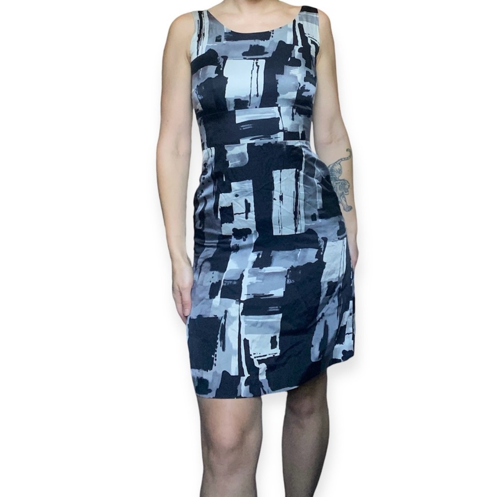 BUY 1 • GET 1 FREE - Esprit silk and cotton grey patterned midi dress